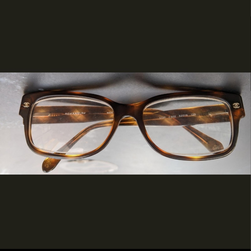 Chanel Havana Quilted Arms Eyeglass Frames